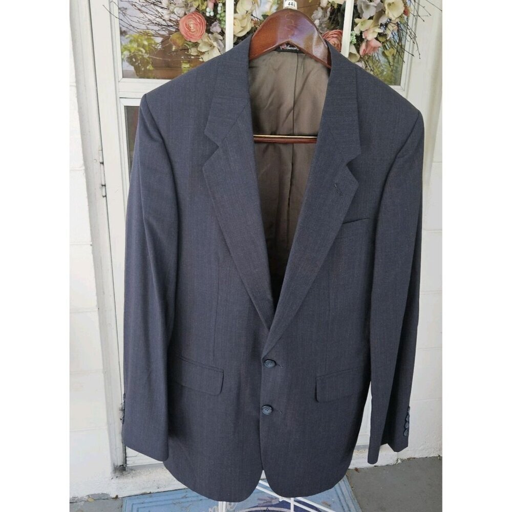 Stafford The Fitted Collection Mens Size 40L Blue Pinstripe Blazer Sports Coat